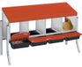 Nid de poule - 4 compartiments en métal galvanisé - Récupération automatique des œufs avec rouleaux - Montage mural avec pieds de support en métal - Adapté pour un poulailler - Orange
