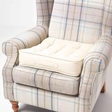 Homescapes Comfortabel fauteuilkussen met katoenen hoes - zitkussen crème, 50 x 50 cm
