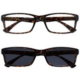 Leesbril UV Reader Leesbril Bruine Schildpad Lezers Met Bijpassende Zonnelezer Waarde Tweeling Pak Mannen Vrouwen UVSR2092BR +2,50