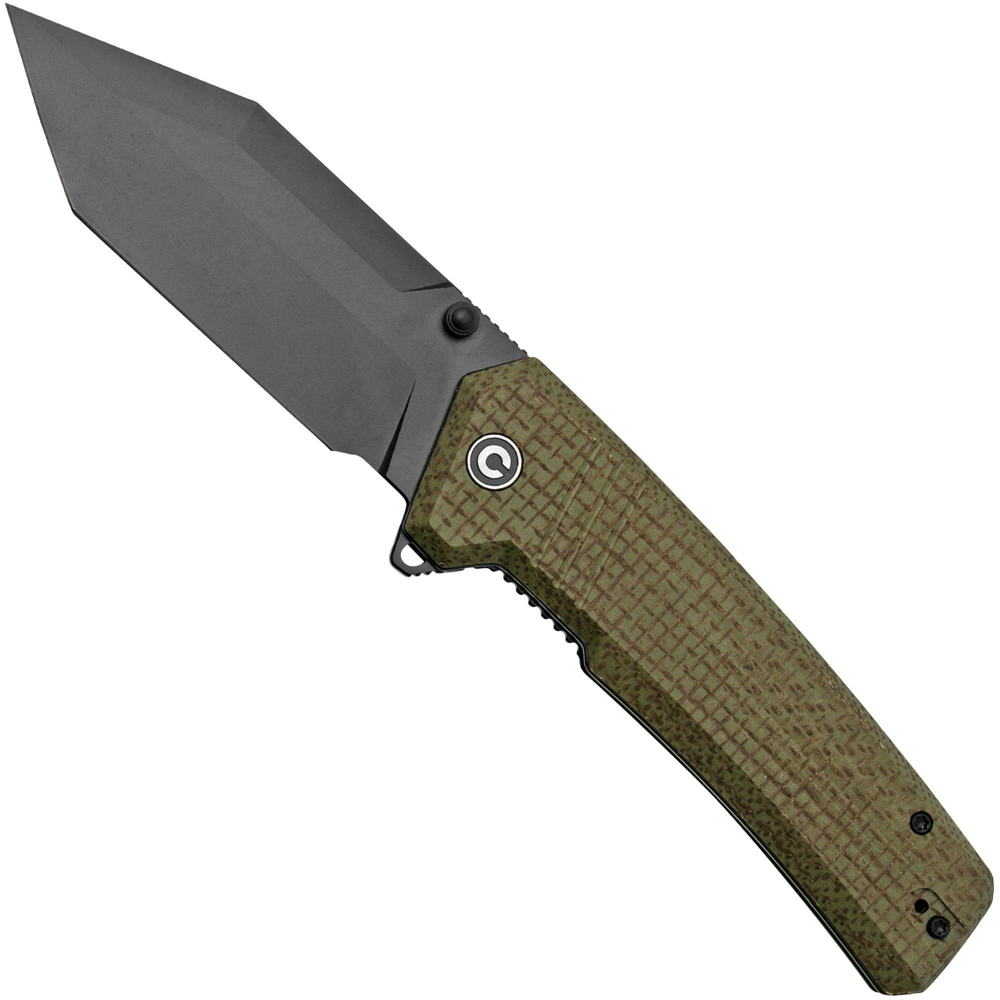 Civivi Bhaltair C23024-3 Green Burlap Micarta, Black Blade, zakmes