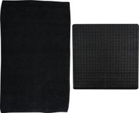 MSV Douche anti-slip/droogloop matten - Napoli badkamer set - rubber/polyester - zwart