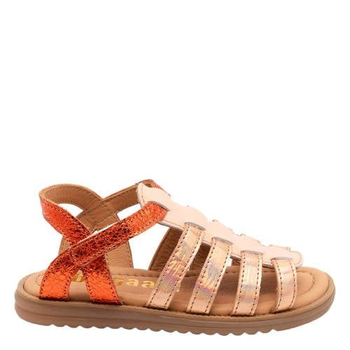 Bisgaard leren sneakers metallic roze/oranje