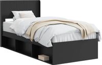 vidaXL Bedframe met opbergruimte en hoofdbord Zwart 90 x 200 cm
