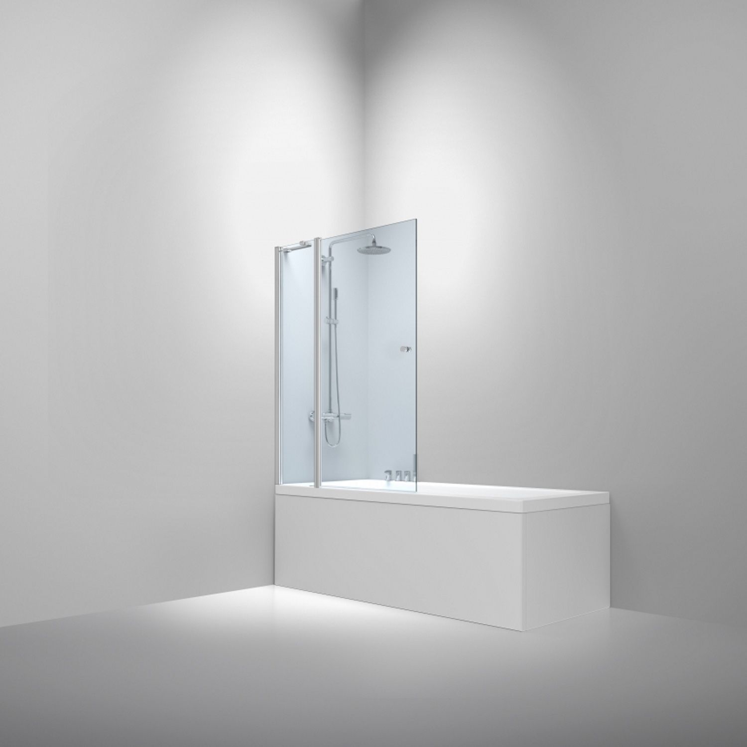 van Rijn Badwand ST02 Klapwand + Vaste Wand 120x150 cm Helder Glas 6 mm Chroom
