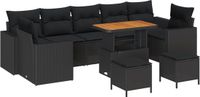 vidaXL Tuinbank Set met Kussen 13 Stuks Zwart Polyrattan