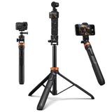 K&F Concept iPhone 175 cm selfiestick met 6,35 cm schroef, compact statief met telefoonhouder, cameratelefoonhouder met afstandsbediening voor DJI Osmo Pocket 3