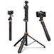 K&F Concept iPhone 175 cm selfiestick met 6,35 cm schroef, compact statief met telefoonhouder, cameratelefoonhouder met afstandsbediening voor DJI Osmo Pocket 3