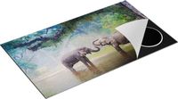 Chefcare Inductie Beschermer Twee Olifanten in het Water - 89,6x51,6 cm - Multicolor