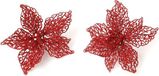 Inge-Glass Christmas ornaments - 6x pieces - Christmas star flower - red - clip - 18 cm - Christmas tree decoration