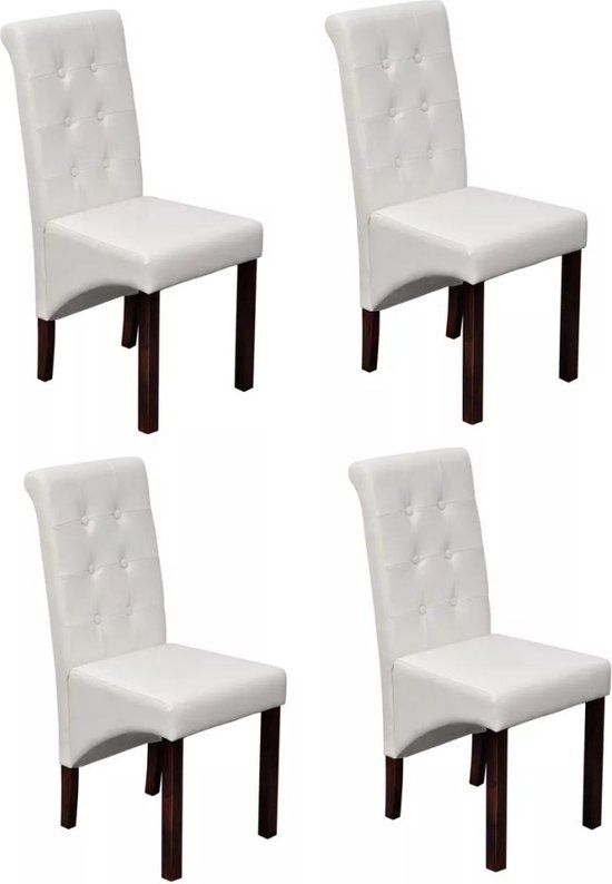 vidaXL Eetkamerstoelen - 4 stuks - Kunstleer - Wit