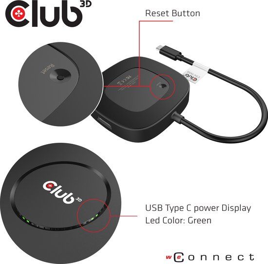 Club 3D USB Type C 3.2 Gen 1 MST Hub - DisplayPort 1.4 - Triple Monitor