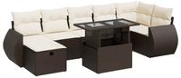 vidaXL 8-delige loungeset met kussens polyrattan bruin