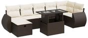 vidaXL 8-delige loungeset met kussens polyrattan bruin