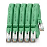 1aTTack.de CAT7 LAN-kabel 5x 2m flexibele netwerkkabel 10 Gbit/s - groen | Platte Cat.7 Ethernet patchkabel, platte Gigabit-kabel voor internet, switch, router, modem en patchpaneel