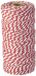 Mopec koord, 12 draden, gevlochten textiel, rood en wit, 4,5 x 4,5 x 10 cm