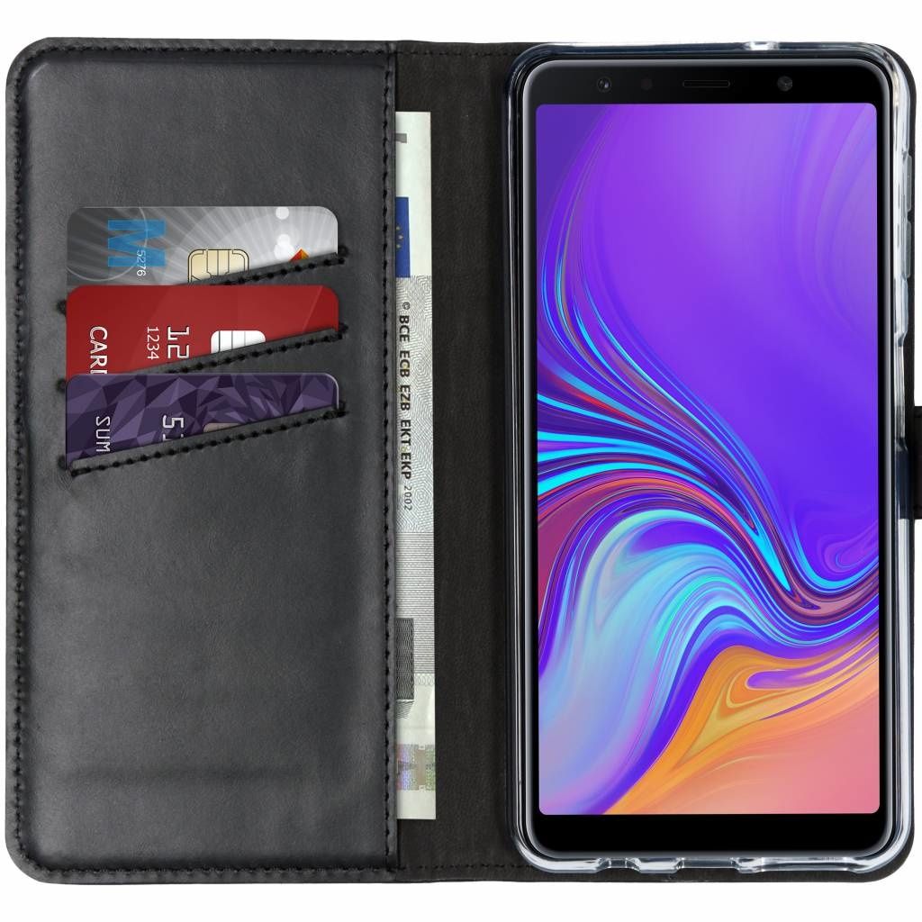 Selencia Echt Leren Bookcase voor de Samsung Galaxy A7 (2018) - Zwart