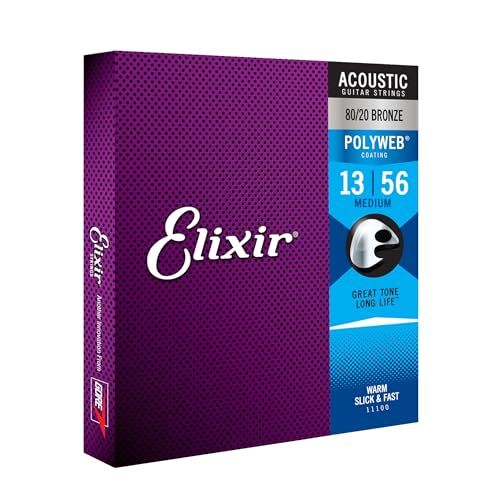 Elixir® Strings 80/20 Bronze Acoustic Guitar Strings with POLYWEB® Coating, Medium (.013-.056)