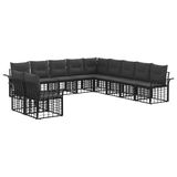vidaXL - Buiten - bank - set - 11 - st - Zwart - en - Donker - Grijs - Polyester