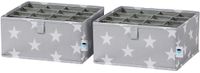 LOVE !T STORE !T LOVE IT STORE IT 2-delige lade-organizer - Stoffen opbergsysteem - Set met elk 16 vakken - Verstevigd met karton - Lichtgrijs met sterren - 30x30x15 cm