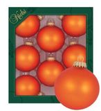 LAUSCHAER décorations de sapin de Noël - set de 8 boules unies mat orange, 6,7 cm, avec couronnes dorées + 50 suspensions rapides dorées offertes avec votre commande