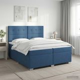 vidaXL Boxspringbed met matras Blauw 200 x 200 cm Stof