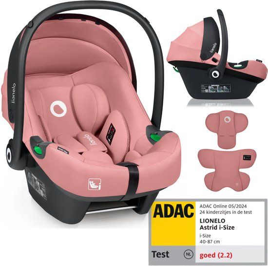 LIONELO Astrid i-Size Autostoel - Roze - 40-87 cm - RWF - ADAC 5-sterren - i-Size