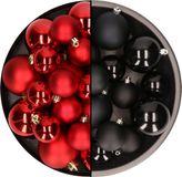 Decoris Kaemingk B.V. Kerstversiering kunststof kerstballen kleuren mix zwart/rood 4-6-8 cm pakket van 68x stuks