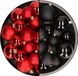 Decoris Kaemingk B.V. Kerstversiering kunststof kerstballen kleuren mix zwart/rood 4-6-8 cm pakket van 68x stuks