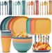 Shenzhen Haorui Industrial Technology Co., Ltd. Service de camping - Service pour enfants - Service de pique-nique - Couverts colorés - Service en plastique - 48 pièces - 4 personnes