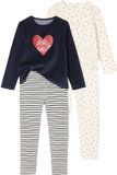 Vertbaudet Set van 2 fluwelen pyjama's met hartjes voor meisjes, ecru, maat 110