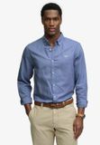 Superdry Chemise en coton et lin Coupe décontractée Homme Manches longues Shirts Montauk Blue L