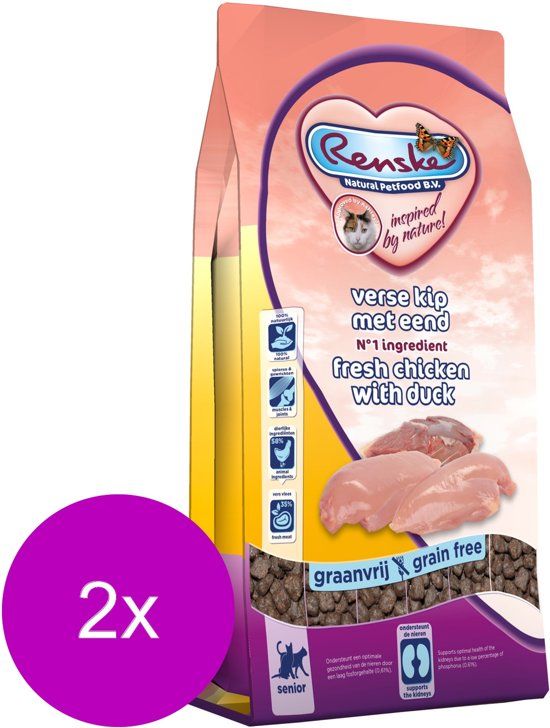 Renske Kat Senior Verse Kip&Eend - Kattenvoer - 2 x 1.5 kg