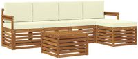 vidaXL - Bank loungeset - 6-delig - Acacia hout - Natuurlijk en crème