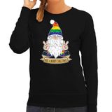 Bellatio Decorations foute kersttrui/sweater dames - Pride Gnoom - zwart - LHBTI/LGBTQ kabouter XS