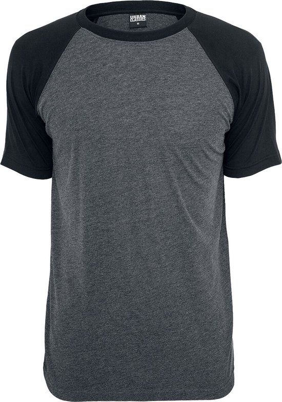 Urban Classics Raglan Contrast Tee Heren T-shirt - houtskool/zwart - M