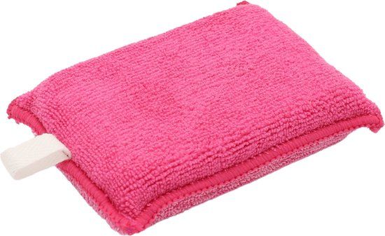 Merkloos DUO spons roze 14 x 9 cm - 10 stuks