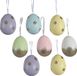 Decoris Paaseieren met stippen - 8 stuks - kunststof - pastel - D3,5 x H5 cm