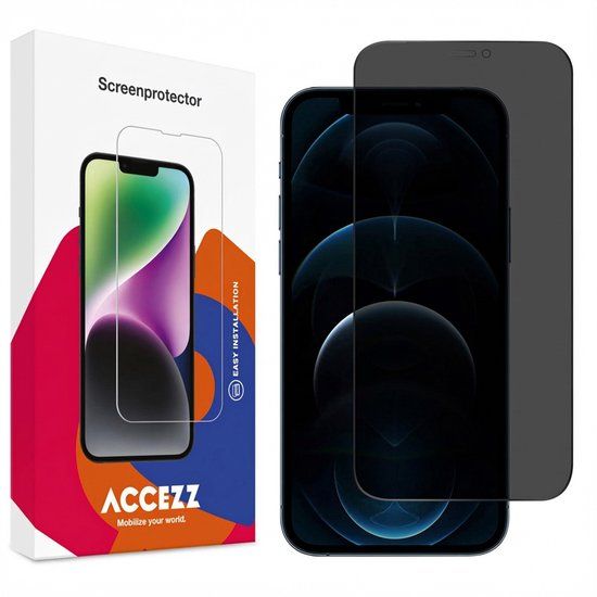 Accezz Screen Protector - Gehard Glas Privacy Screenprotector voor Apple iPhone 12 / 12 Pro
