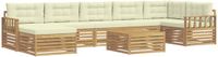 vidaXL - Bank loungeset - 7 zitplekken - Wit en crème - Acacia hout