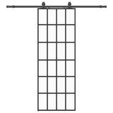 vidaXL Schuifdeur met beslagset, 76x205 cm, ESG glas, zwart