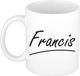 Bellatio Decorations Francis Naam koffiemok - beker - met sierlijke letters - wit