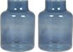 Floran Bloemenvaas Milan - 2x - transparant blauw glas - D15 x H20 cm