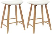 vidaXL Eetkamerstoelen, 2 stuks, massief rubberhout, naturel, 63 cm hoog