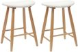 vidaXL Eetkamerstoelen, 2 stuks, massief rubberhout, naturel, 63 cm hoog
