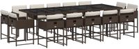 vidaXL 15-delige Tuinset met Kussens, Poly Rattan, Bruin
