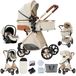 StarTech 3-in-1 kinderwagen - Combinatiesysteem voor reizen - Babyautostoeltje - Lichtgewicht aluminium frame - Opvouwbaar - Omkeerbare zitunit - Gevoerde gelagerde wielen - Wit