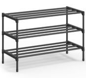 Songmics Metalen schoenenrek – zwart – 3 niveaus – 62 – 3 x 30 x 55 cm – stapelbaar