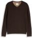 Tom Tailor Pull en maille à col en V en coton - Taille XXL - marron chocolat foncé chiné