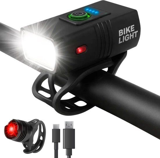Nuvance Fietsverlichting Set - 1000 Lumen - Zwart