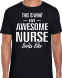 Bellatio Decorations Awesome Nurse T-shirt Zwart Heren M
